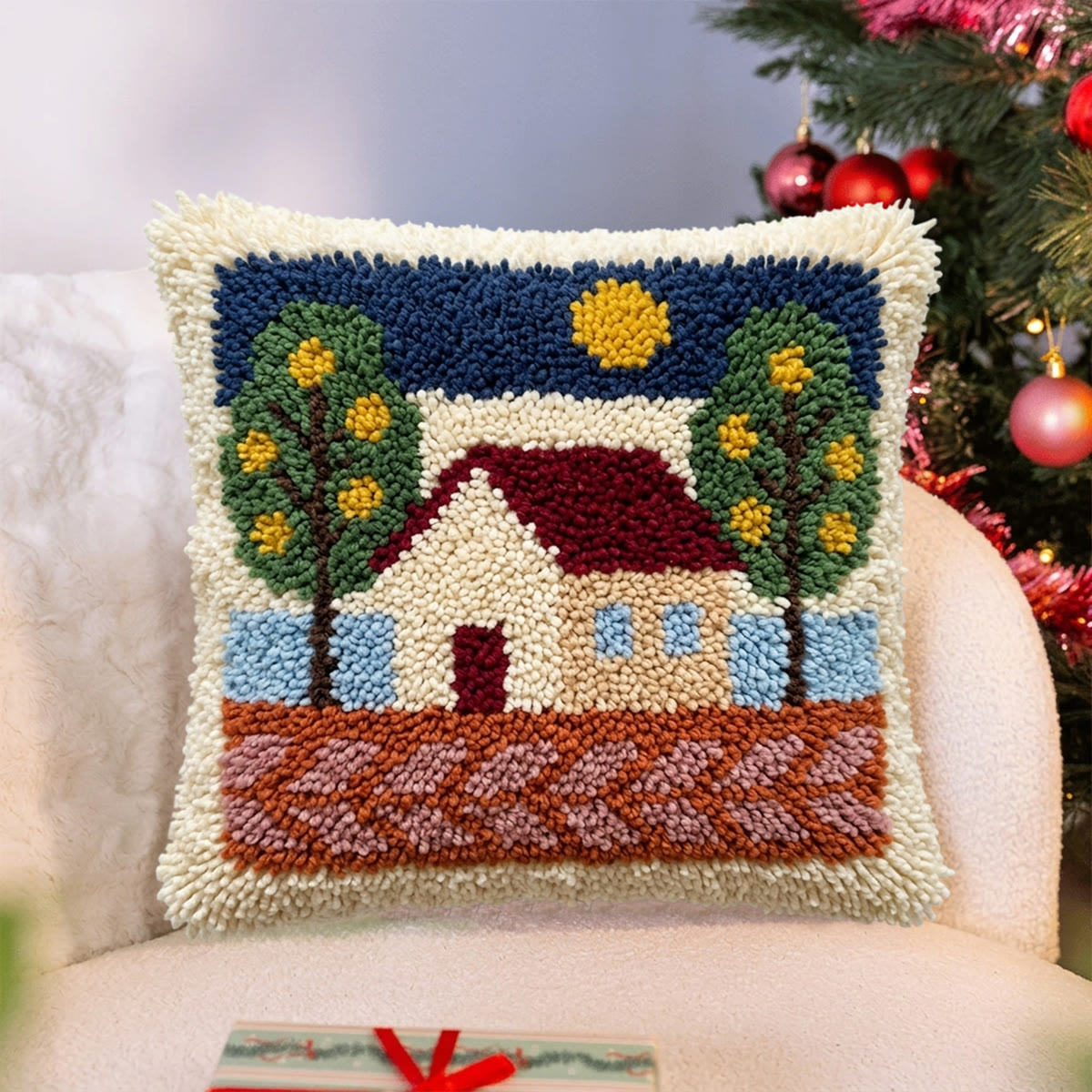 Rubbyoo Latch Hook Pillow Kit - Forest Cabin | Diy Housewarming Craft | Pperfect Gift For Friend - image 2