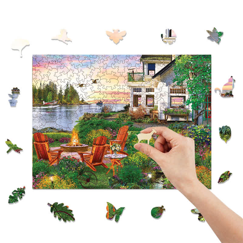 Rubbyoo My Happy Place Harbor House  - Wooden Jigsaw Puzzle