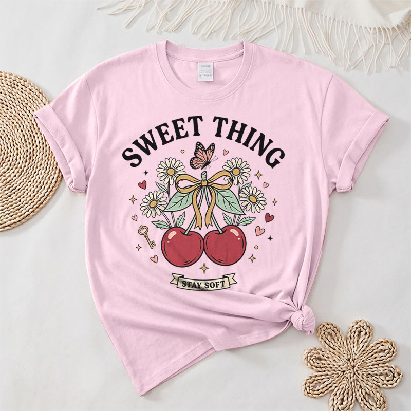 Rubbyoo Sweet Cheery Graphic Tee  - Perfect For Dating Outfit | Hand-drawn Style Cherry Graphic - image 16