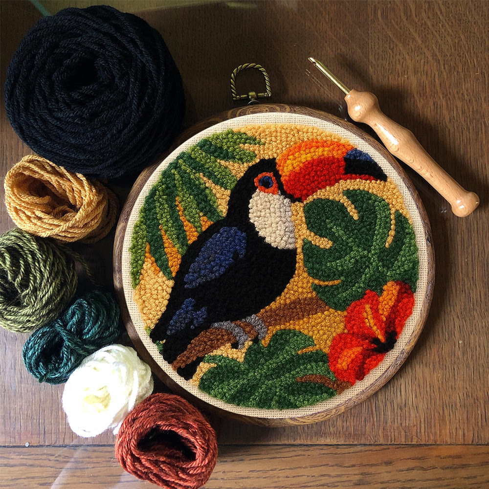 Toucan Tropical Punch Needle Kit - Easy Diy Kit | Exotic Handcraft Gift - image 9