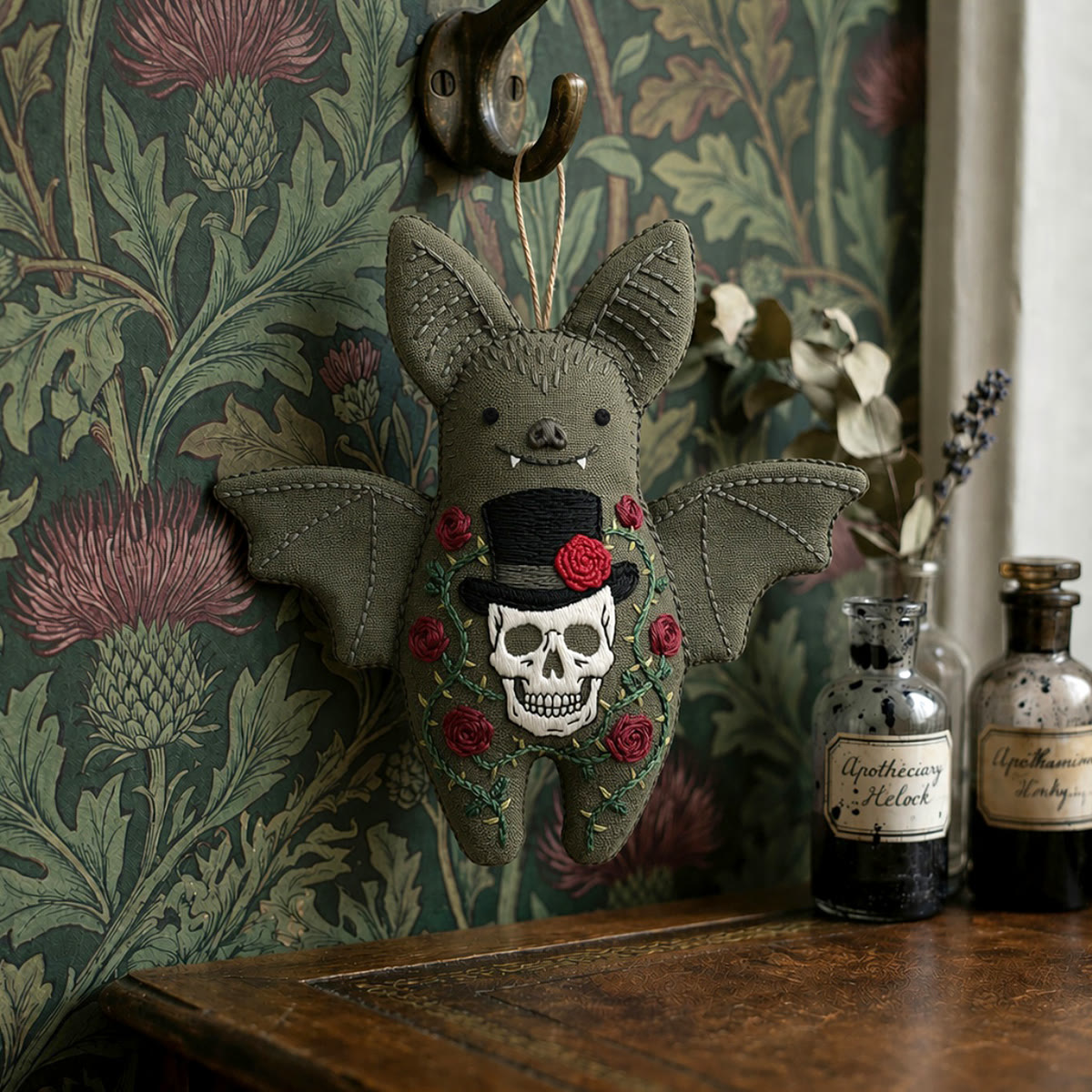 Rubbyoo Bat Embroidery Kit - Skull In Top Hat | Romantic Dark Aesthetic Craft | Victorian Gothic Halloween Decor - image 4