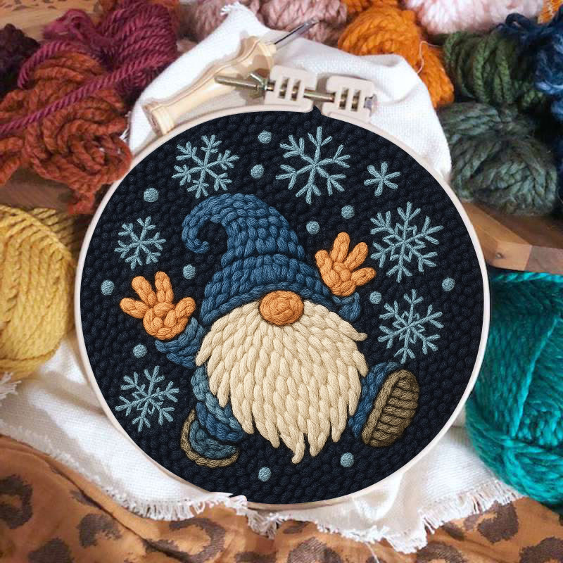 Snowflake Gnome Punch Needle Kit - Creative Winter Handicraft | Christmas Decorative Coaster - image 4