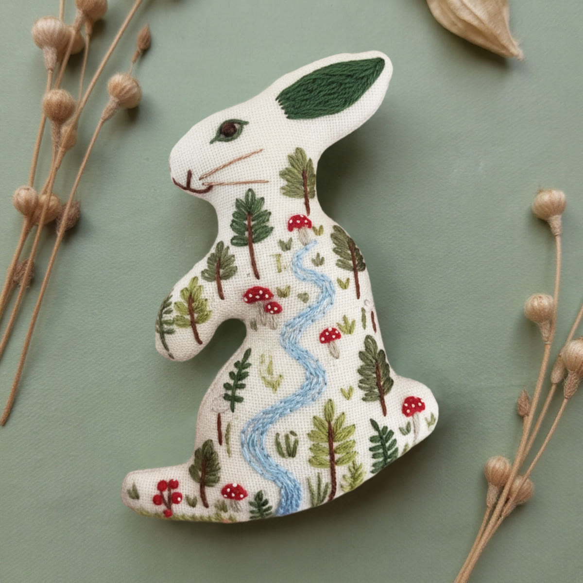 Rubbyoo Rabbit Embroidery Kit - Forest River | Easy Handmade Art | Unique Hanging Craft - image 9