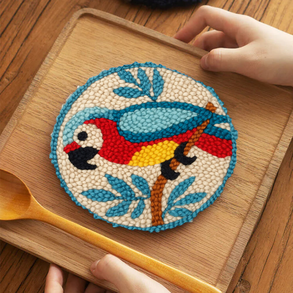Parrot Tropical Punch Needle Kit - Geeky Decor Must-have | Fantasy Enthusiast Craft - 5 inch Coaster Kit - image 7