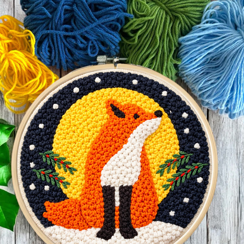 Wintry Moonlit Fox Punch Needle Kit – Top Gifting Choice | Cozy Warm Decor Pendant - image 10