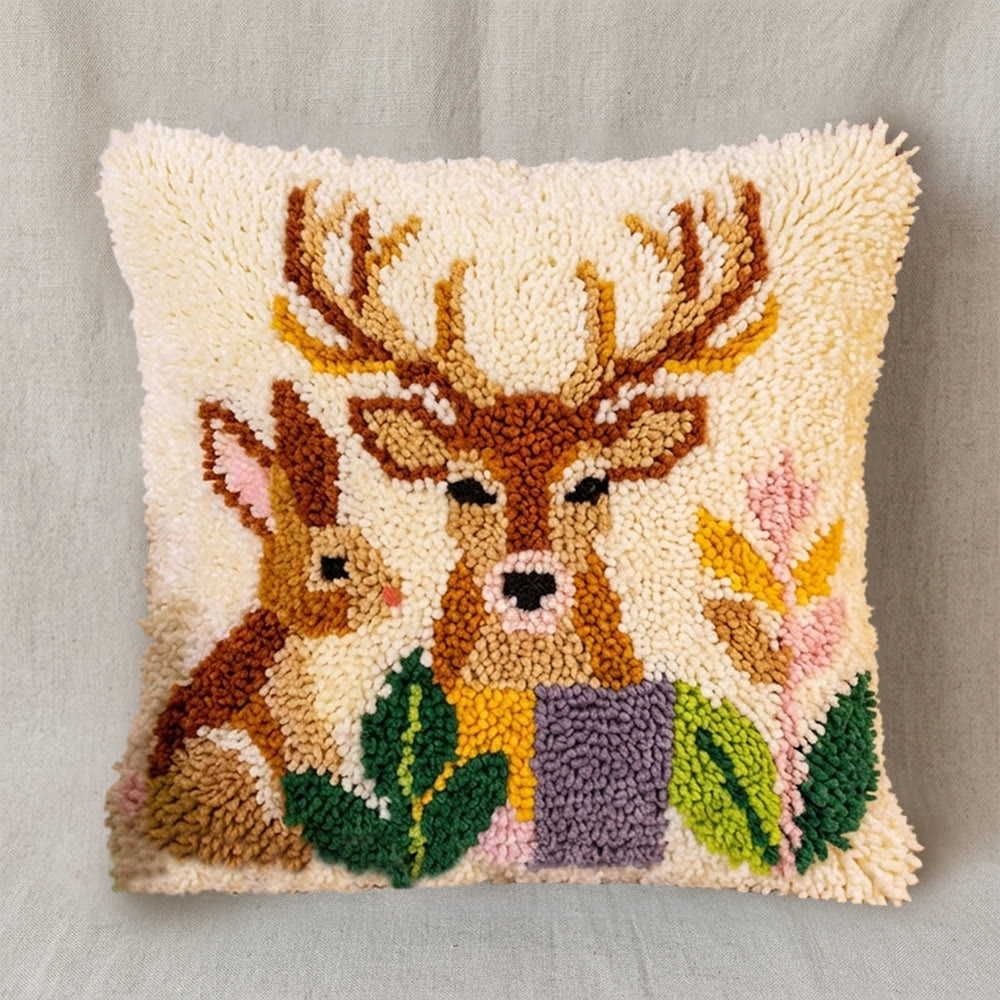 Rubbyoo Latch Hook Pillow Kit - The Deer And The Rabbit | Lovely Animal Handicraft | Decorative Cushion Cover  - image 7