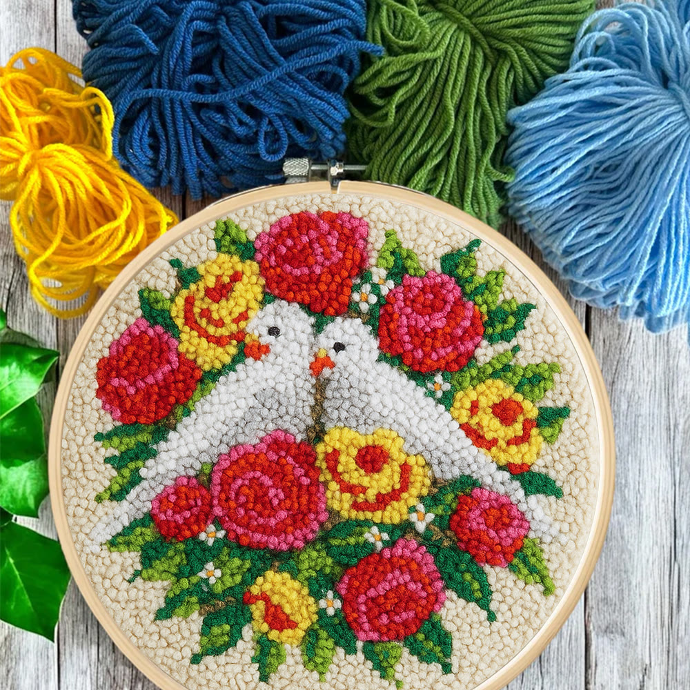 Dove Floral Wreath Punch Needle Kit - Artisan-made Craft | Vibrant Decor Piece - image 5