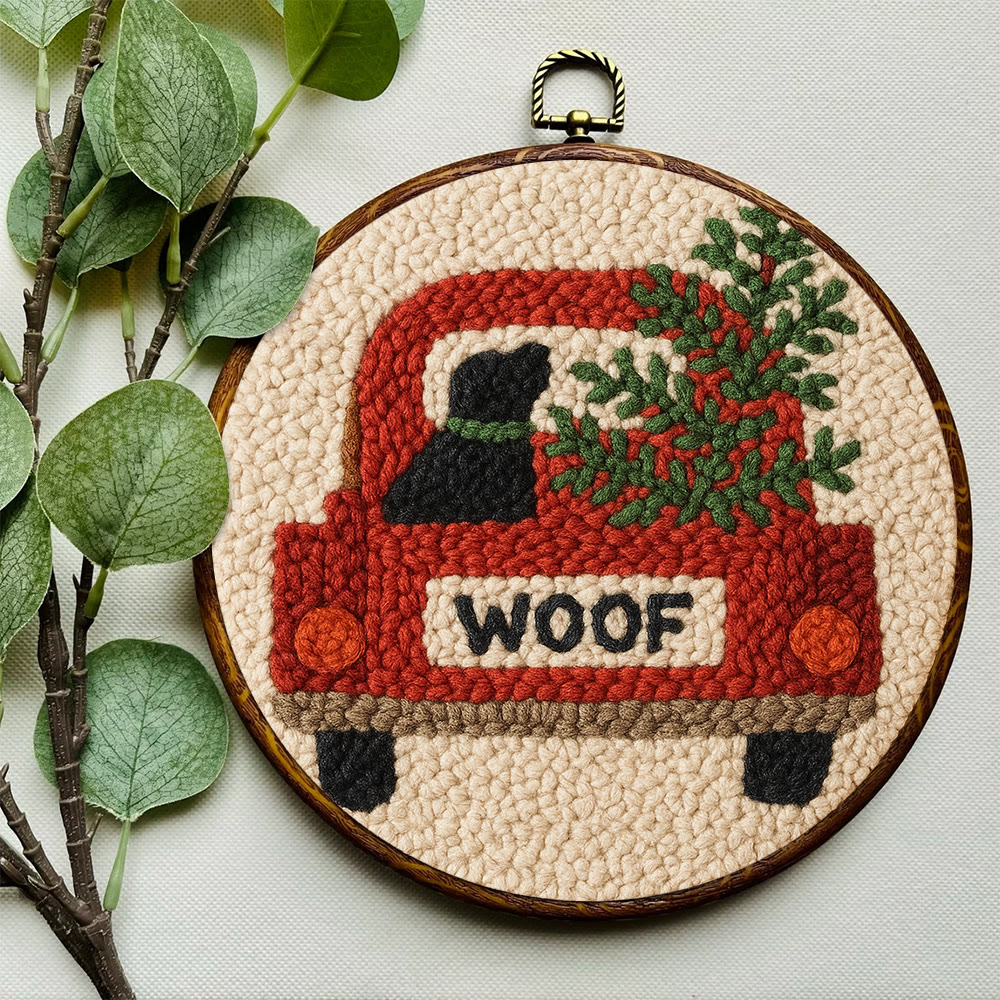  Woof Truck Punch Needle Kit - Diy Punch Needle Coaster | Craft For Handmade Enthusiast | Unique Decorative Gifts - image 4