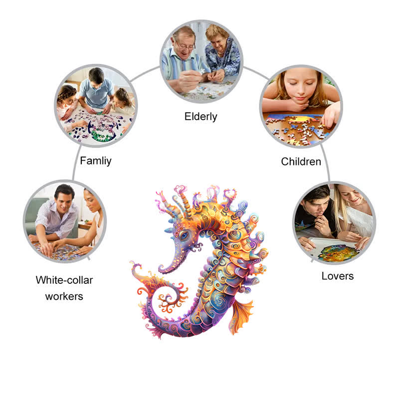 Colorful seahorse - Wooden Jigsaw Puzzle