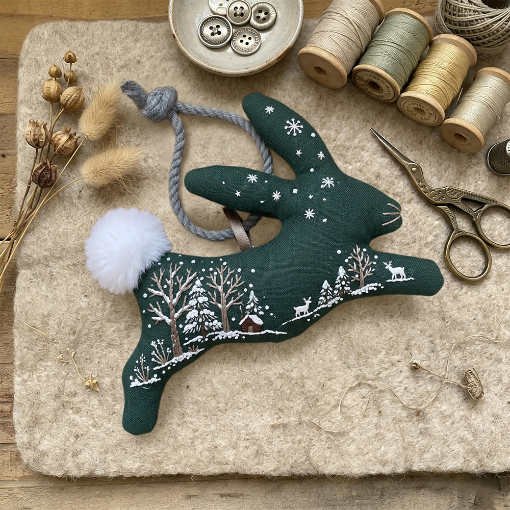 Rubbyoo Rabbit Embroidery Kit - Winter View | Adorable Animal Art | Unique Easter Day Gift - image 4