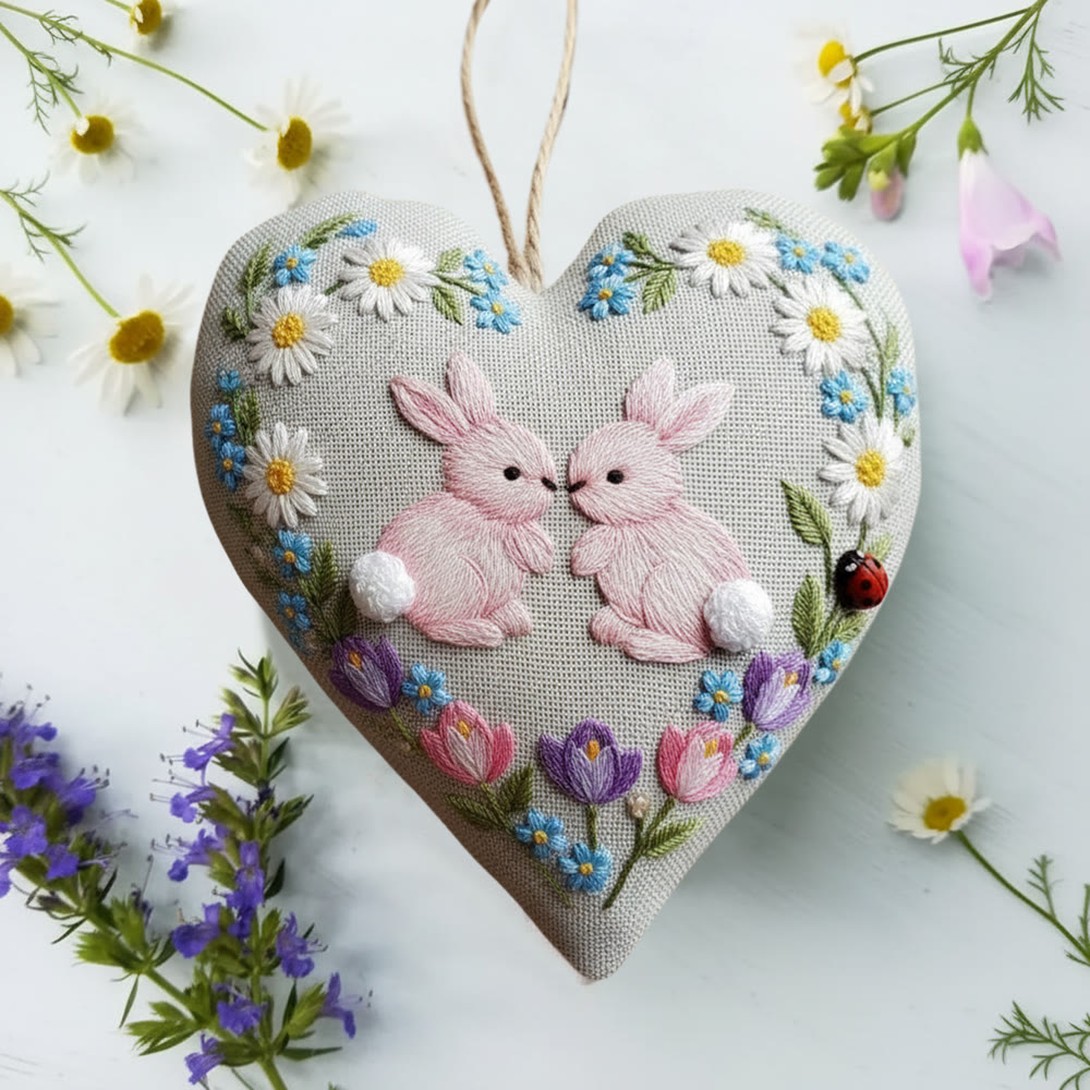 Rubbyoo Heart Embroidery Kit - Bunny Floral Wreath | Adorable Diy | Heartwarming Festival Gift - image 7
