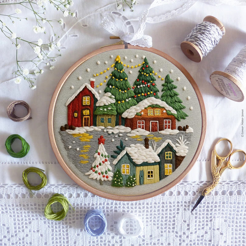 Rubbyoo Embroidery Kit - Christmas Colorful Cottage | Ideal Holiday Gifting Choice | Rich Texture Stitch Craft - image 9