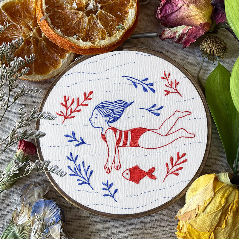 Rubbyoo Embroidery Kit - Diving Girl | Easy Handmade Ornament | Diy Summer Craft - image 6