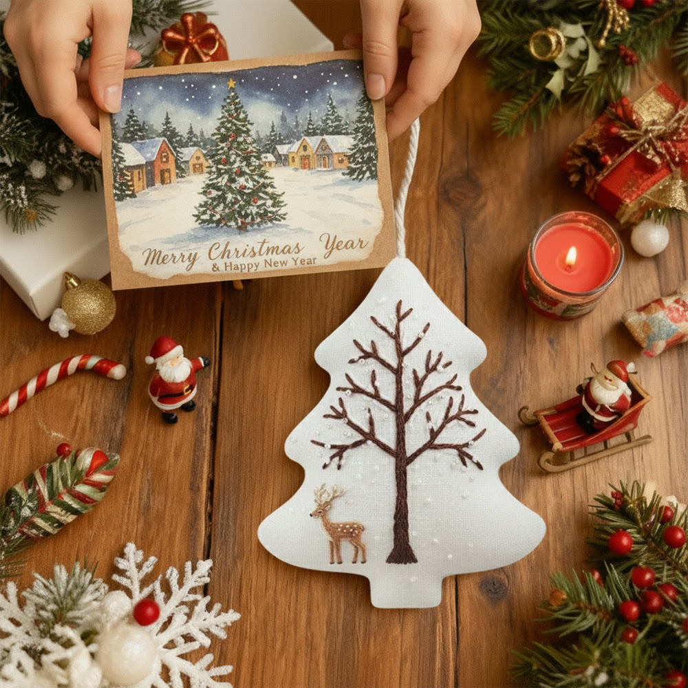 Rubbyoo Tree-shaped Embroidery Kit - Deer With Tree | Unique Winter Craft | Nice For Room Decor - image 5