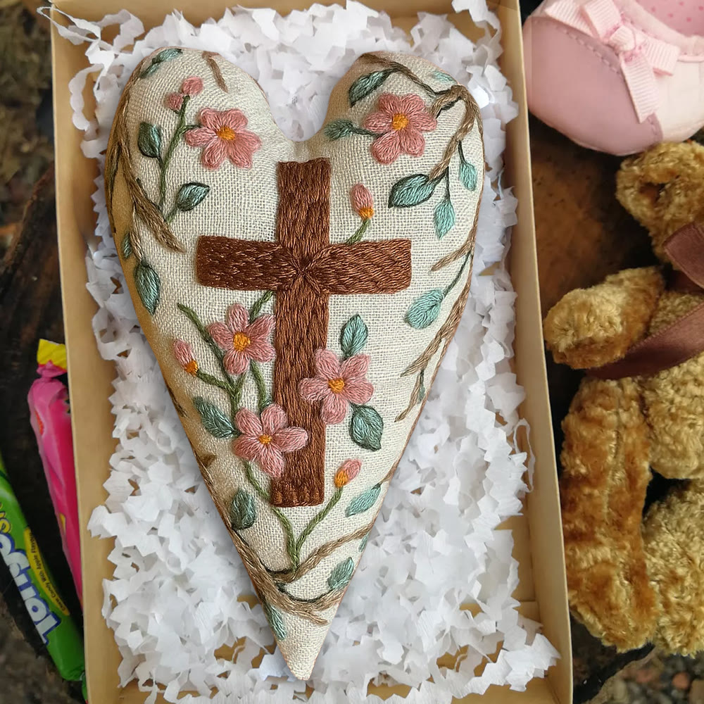 Rubbyoo Heart Embroidery Kit - Christian Cross | Religious Ornament | Diy Hanging Craft - image 8