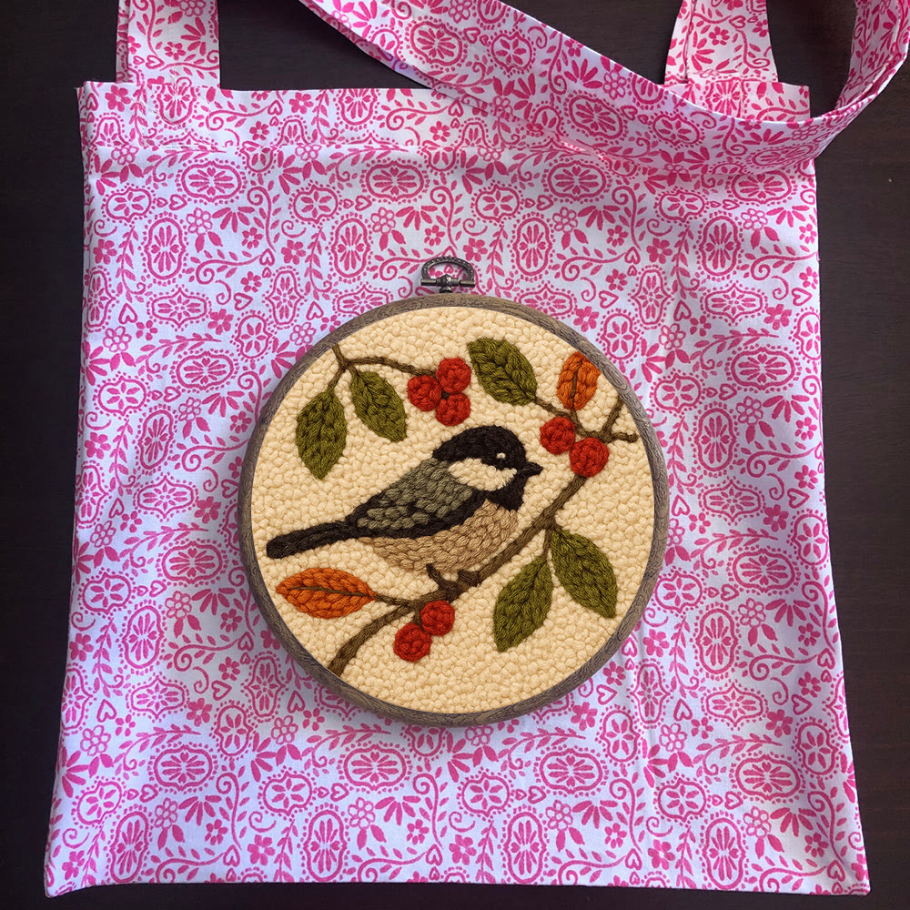 Chickadee Birds Punch Needle Kit - Diy Home Ornament | Beginner Friendly Needlework - image 11