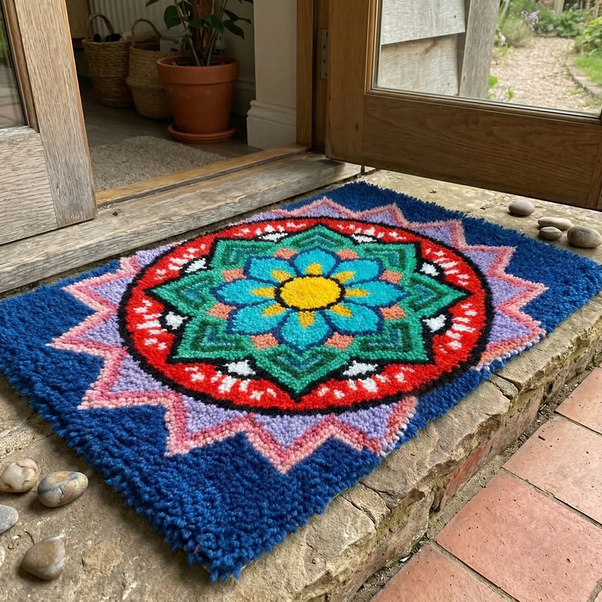 Rubbyoo Latch Hook Rug Kit - Colourful Design | Abstract House Decor | Modern Tufted Rug - image 6