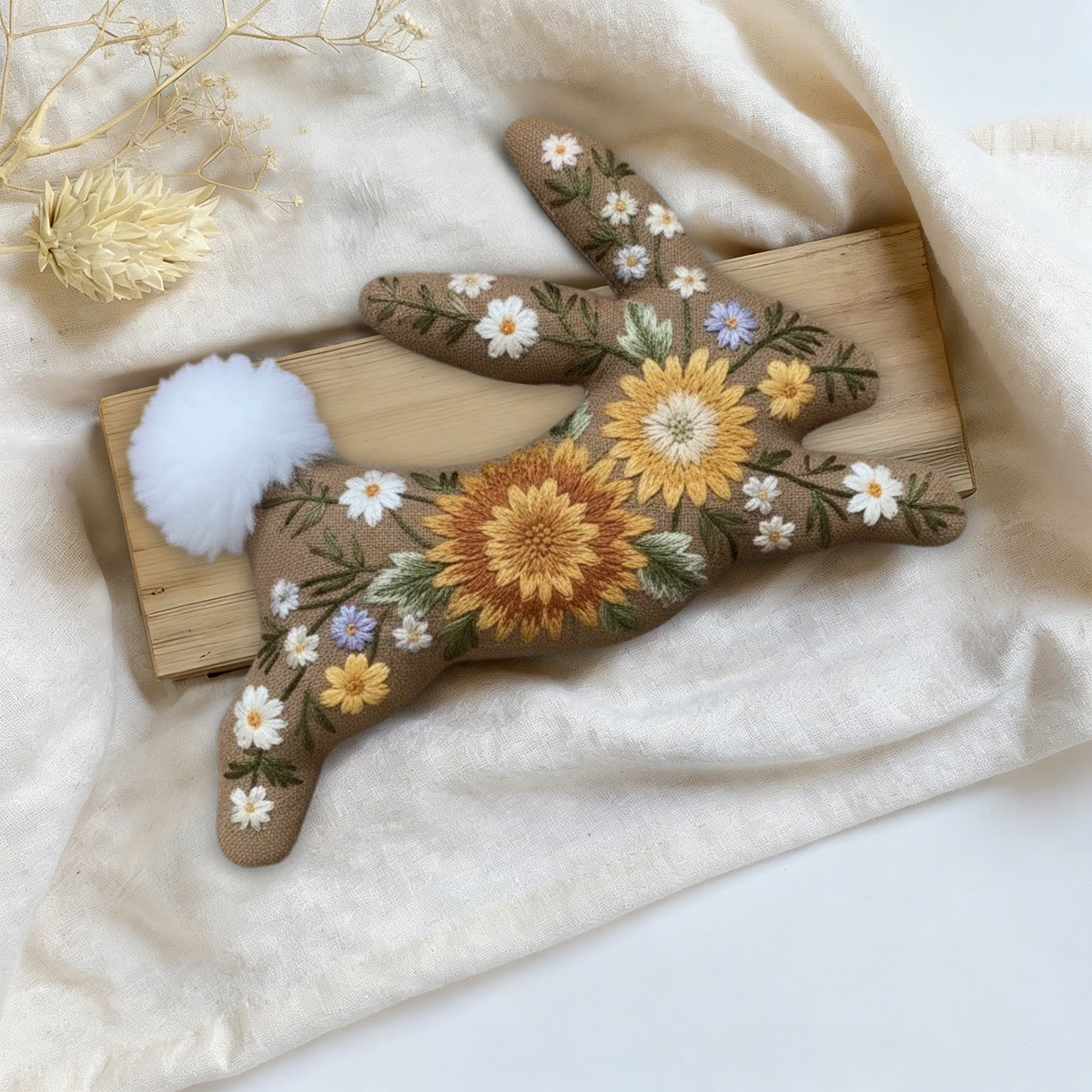 Rubbyoo Rabbit Embroidery Kit - Blooming Flowers | Unique Hanging Art | Lovely Handicraft For Mom - image 5
