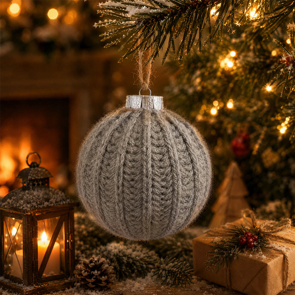Rubbyoo Crochet Christmas Ball Ornament – Handmade Xmas Tree Hanging | Cozy Festive Party Decor - Gray - image 8
