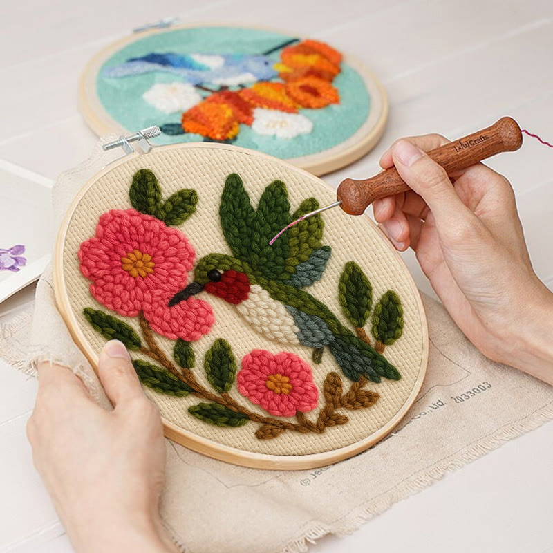 Charming Flower And Bird Punch Needle Kit - Creative Home Ornament | Perfect For Beginners - image 9