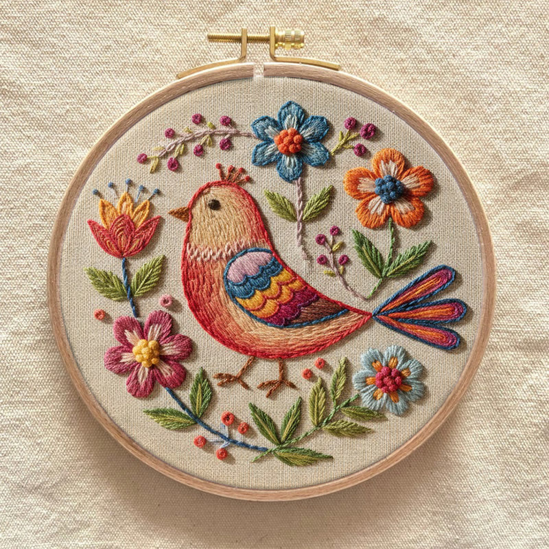 Rubbyoo Embroidery Kit - Bird And Flower | Diy Handmade Needlepoint  | Perfect For Beginners - image 4