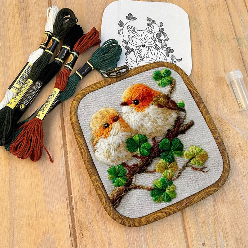 Rubbyoo Embroidery Kit - Twin Birds And Clover | Modern Decorative Craft | Perfect For Beginner Diy - image 9