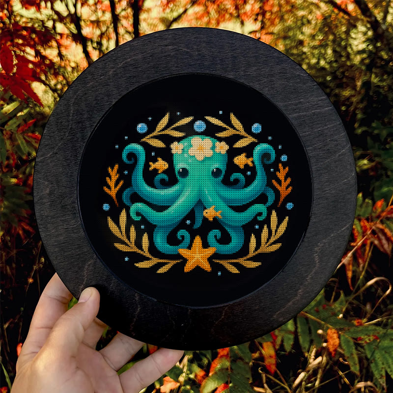  Cross Stitch Kit - Whimsical Octopus | Ocean Animal Craft | Diy Stitch Wall Decor - image 8