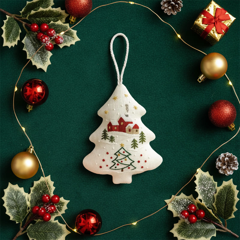 Rubbyoo Tree-shaped Embroidery Kit - Winter Village | Handmade Winter Decor | Gifting Essential - image 5