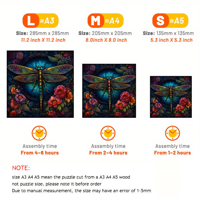 Magical Dragonfly with Flower - Wooden Jigsaw Puzzle