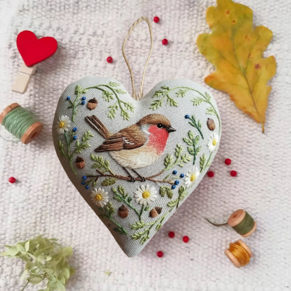 Rubbyoo Heart Embroidery Kit - Garden Robin Daisy | Gentle Handcraft Activity | Heartwarming Home Touch - image 5