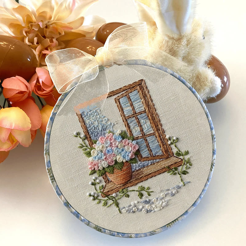 Rubbyoo Embroidery Kit - Charming Window | Handmade Hoop Art | Housewarming Gift Idea - image 4