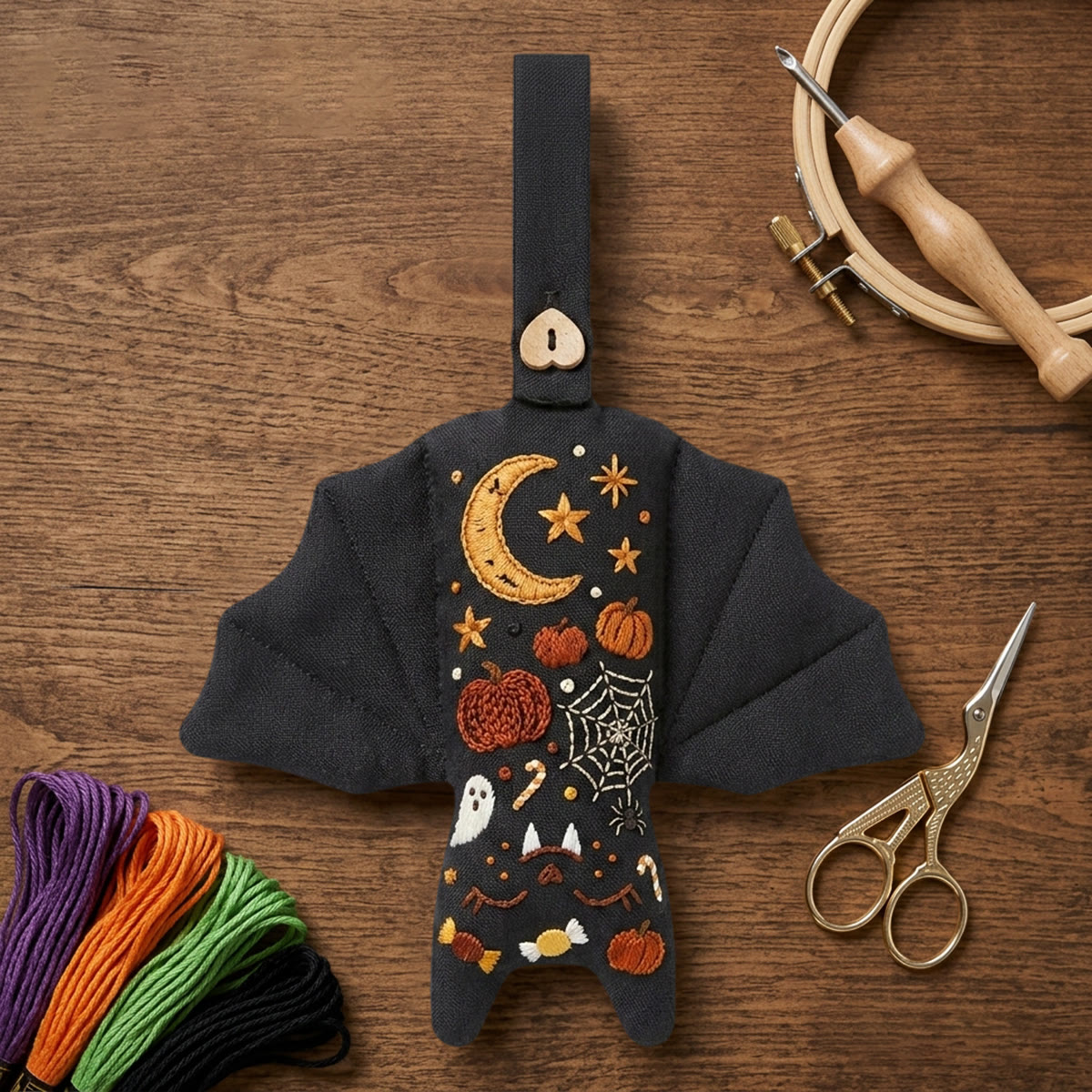 Rubbyoo Bat Embroidery Kit - Halloween Sampler | Spooky Gift For Friend | Cozy Autumn Home Decor - image 2