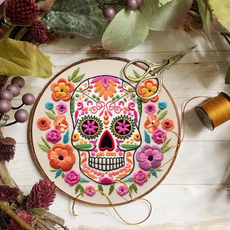 Rubbyoo Embroidery Kit - Floral Calavera | Beginner Needle Craft | Diy Stitching Art  - image 6