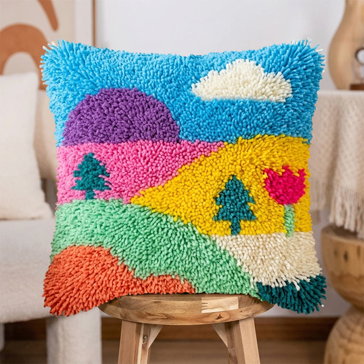 Rubbyoo Latch Hook Pillow Kit - Sunny Day | Perfect Handicraft For Beginner | Unique Pillow Cover  - image 6