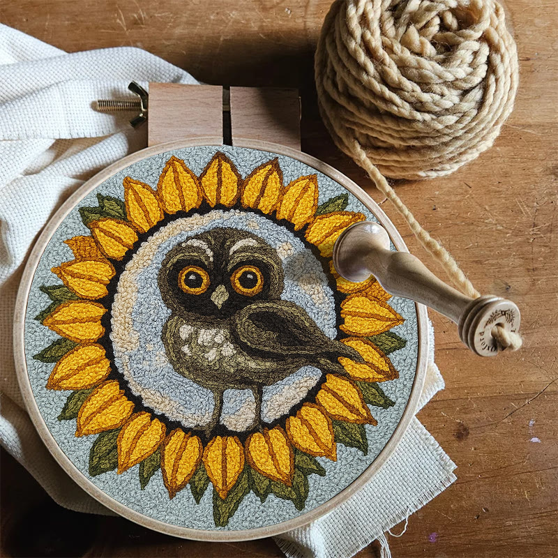  Sunflower Owl Punch Needle Kit - Floral Handmade Art | Creative Home Decor - image 5