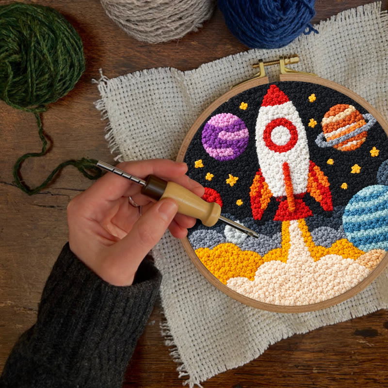 Space Rocket Adventure Punch Needle Kit - Playful Handcraft Experience | Creative Bedroom Styling Pick - image 6