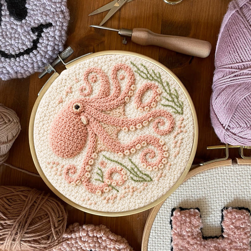 Blush Curly Octopus Punch Needle Kit – Top Gift Pick | Fun-filled Diy Creation - image 10