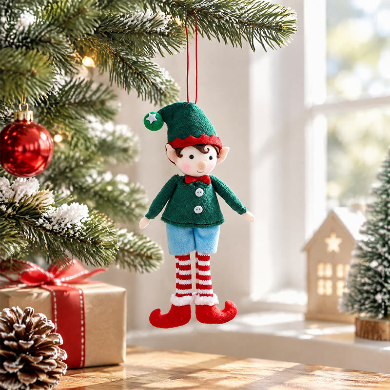 Rubbyoo Christmas Elf Doll Ornament – Lovely Xmas Tree Hanging | Whimsical Holiday Displays  - Green - image 2