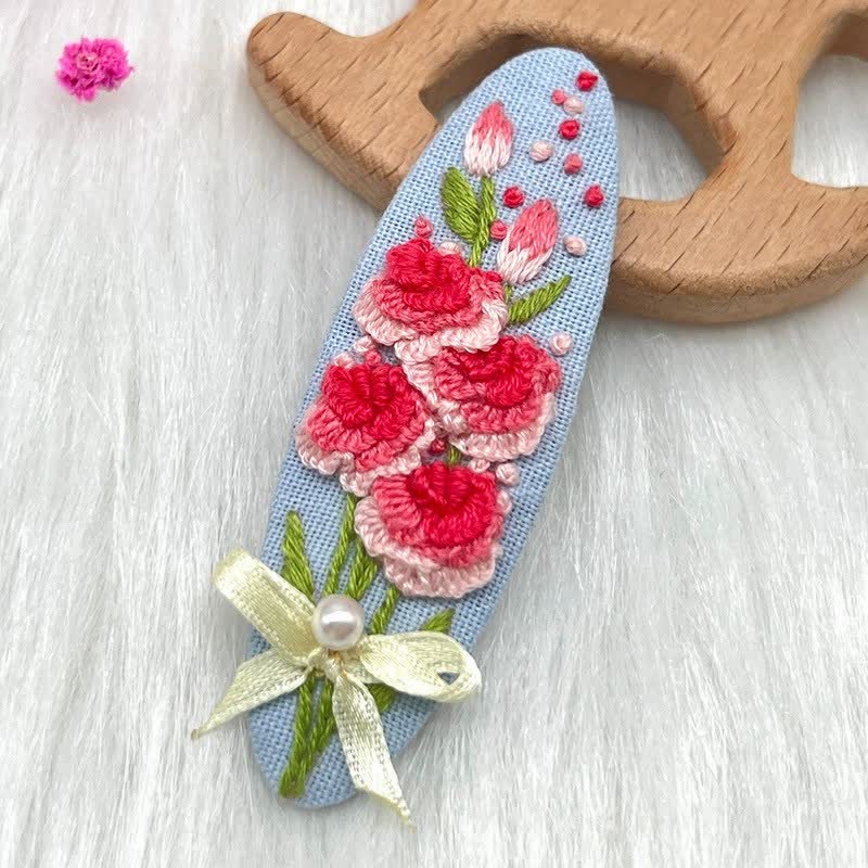 Embroidered hair clip DIY handmade material bag hair accessory headpiece - image 4