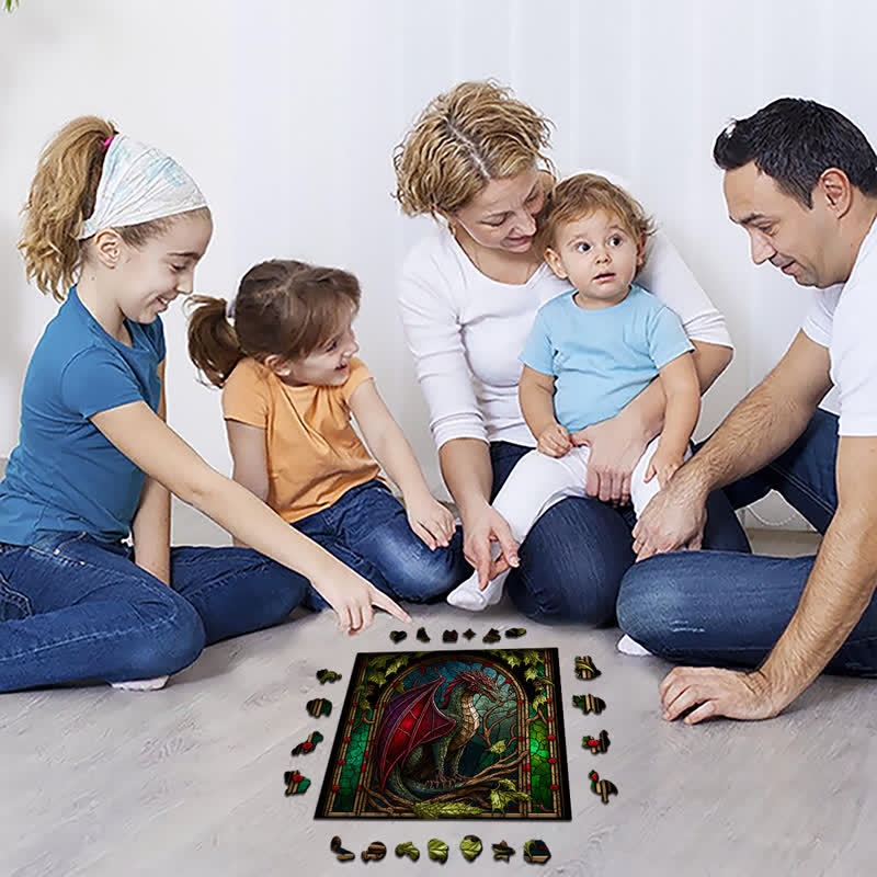 Rubbyoo Dragon Stained -3 Wooden Jigsaw Puzzle