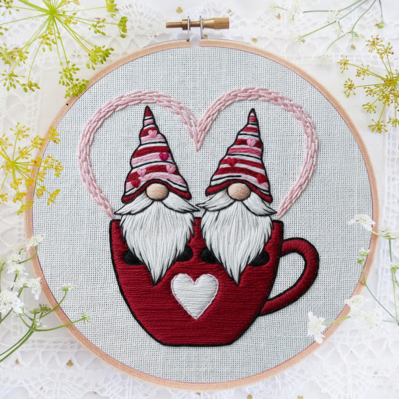 Rubbyoo Embroidery Kit - Gnome Couple | Valentine Hanging Decoration | Diy Hoop Art - image 7