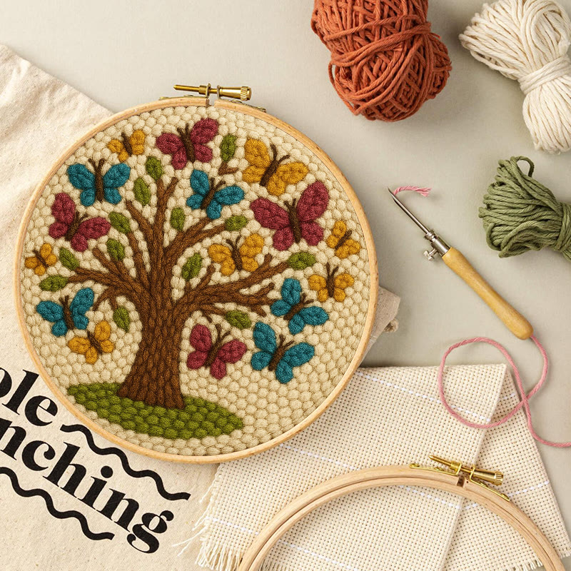 Butterfly Tree Punch Needle Kit - Creative Coaster Craft | Perfect For Desk Decor - image 6