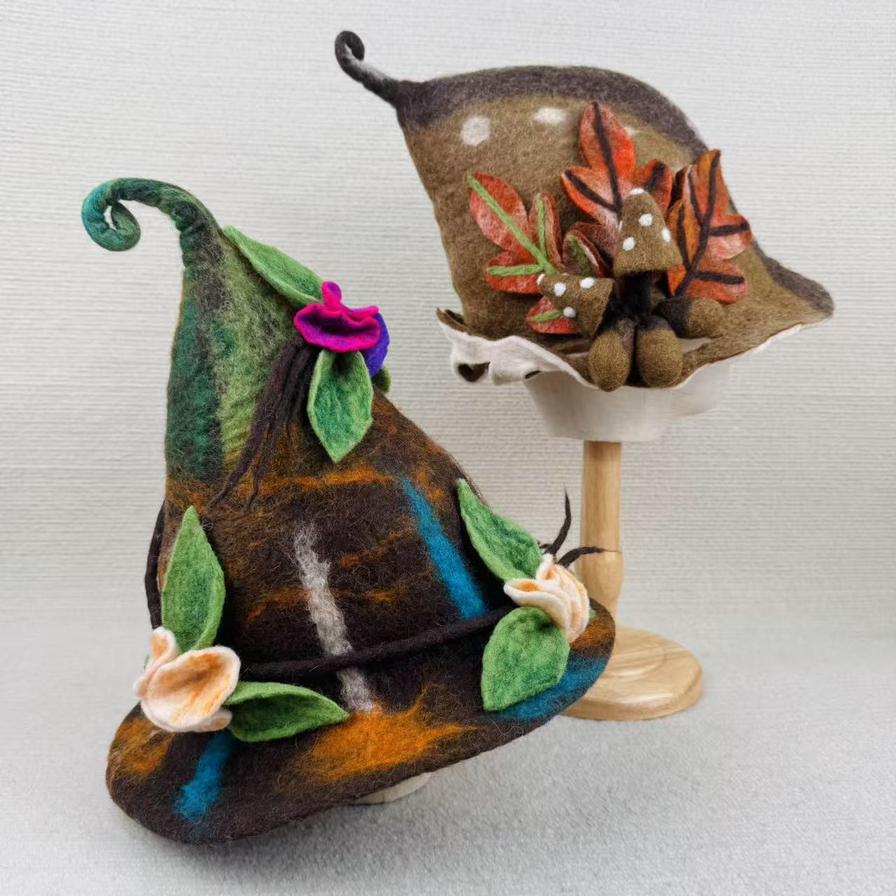 Needle Felted Hat - Handmake Festival Fancy Hat  | Halloween Wizard Hat | Mystical Woodland Holiday Crafts  - image 6