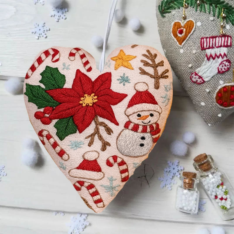 Rubbyoo Heart Embroidery Kit - Christmas Poinsettia | Christmas Handmade Craft | Diy Needle Artwork  - image 3
