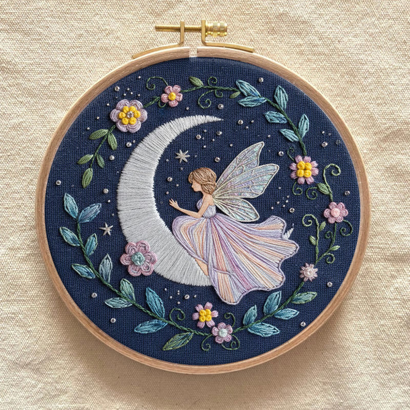 Rubbyoo Embroidery Kit - Fairy And Moon |  Celestial Needle Art | Unique Handmade Craft  - image 8