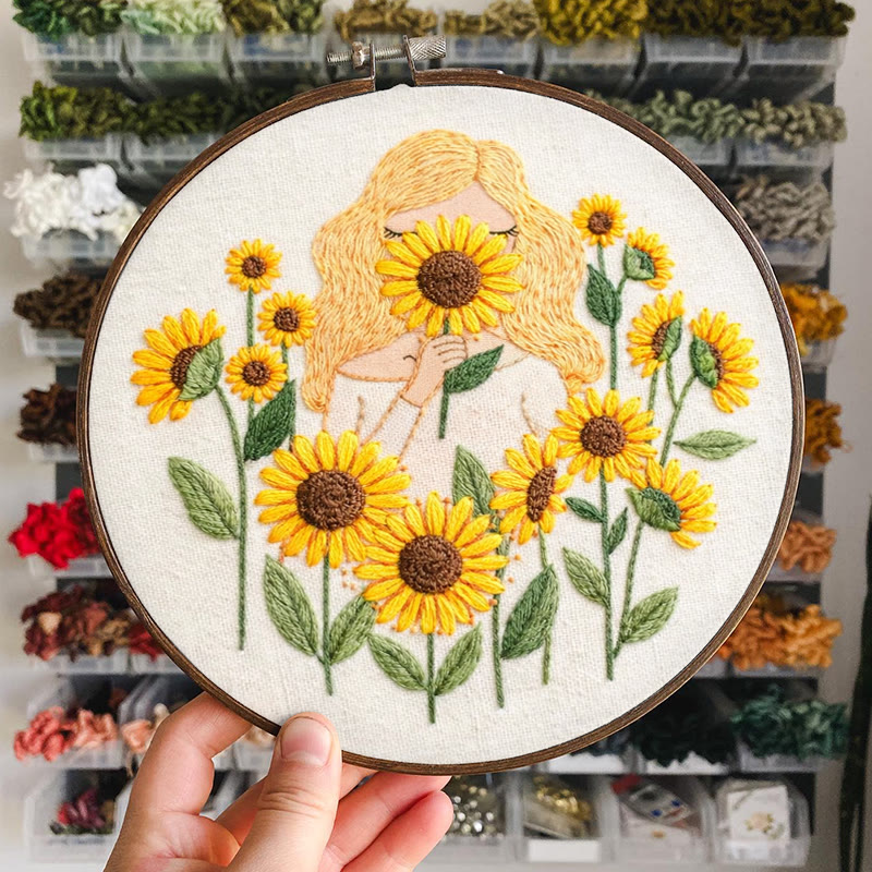 Rubbyoo Embroidery Kit - Sunflower Girl | Positive Handmade Craft | Unique Desk Decor - image 6