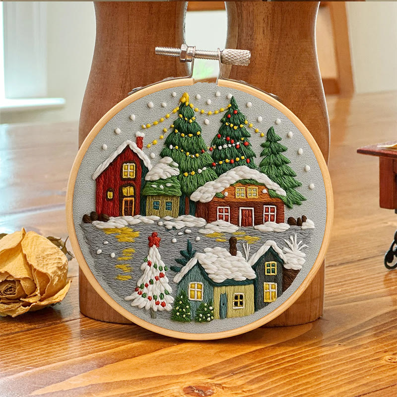 Rubbyoo Embroidery Kit - Christmas Colorful Cottage | Ideal Holiday Gifting Choice | Rich Texture Stitch Craft - image 8