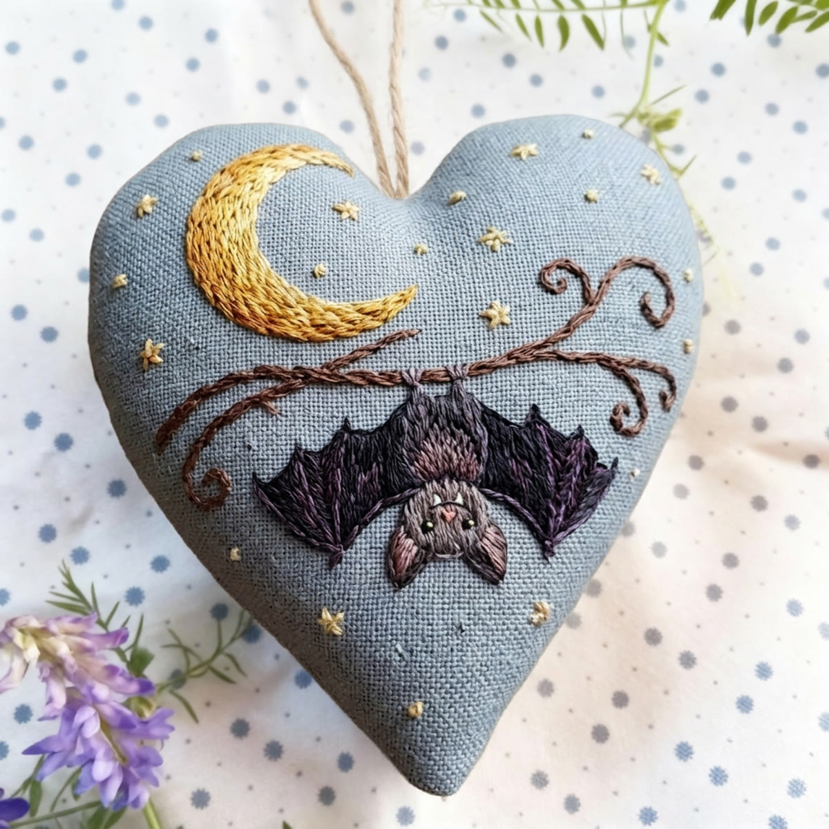 Rubbyoo Heart Embroidery Kit - Evil Bat | Halloween Hanging Decoration | Gothic Style Handmade Gift  - image 6