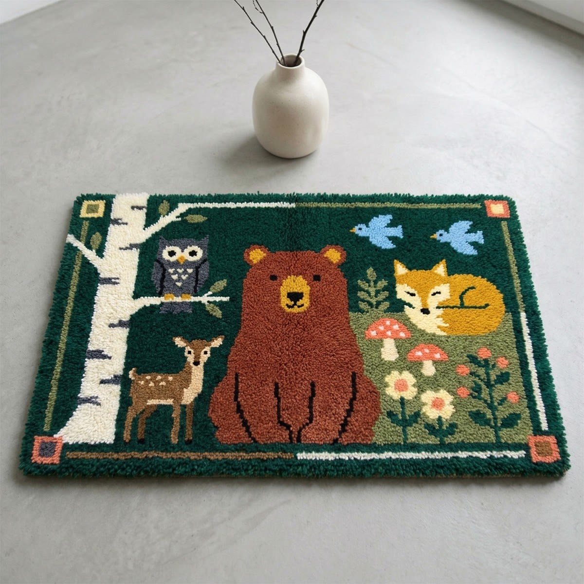 Rubbyoo Latch Hook Rug Kit - Woodland Animals | Nursery Room Carpet | Handmade Nature Doormat  - image 7