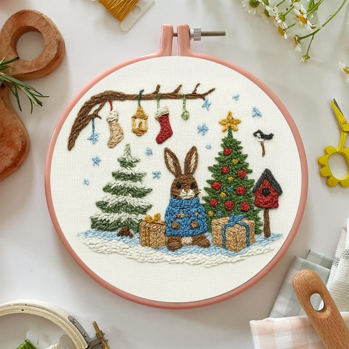 Rubbyoo Embroidery Kit - Christmas Bunny | Lovely Animal Craft  | Nice Holiday Gift Idea  - image 6